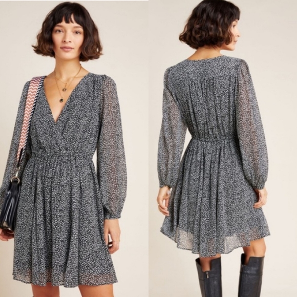 Anthropologie Dresses & Skirts - Maeve Anthropologie Carolyn Leopard Mini Dress Black and White Large